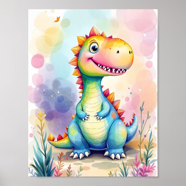 Niedlicher Cartoon Rainbow Dinosaurier Kinder Poster (Vorne)