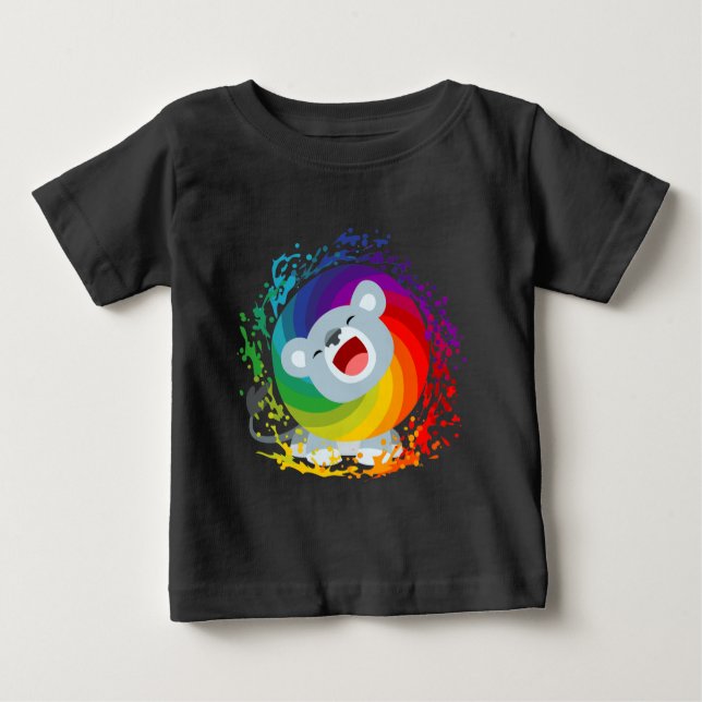 Niedlicher Cartoon Rainbow White Lion Baby T - Shi Baby T-shirt (Vorderseite)
