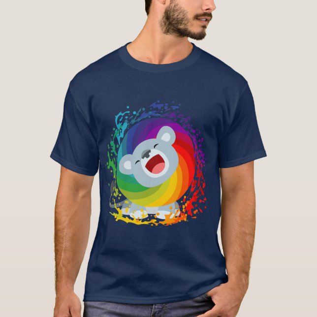 Niedlicher Cartoon Rainbow White Lion T - Shirt (Vorderseite)