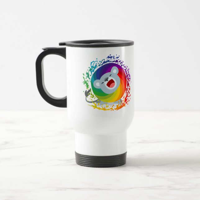 Niedlicher Cartoon Rainbow White Lion Tasse (Links)