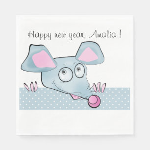 Niedlicher Cartoon Ratte Maus Neujahr 2020 Symbol Serviette