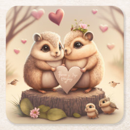 Niedlicher Cartoon Rechteckiger Pappuntersetzer