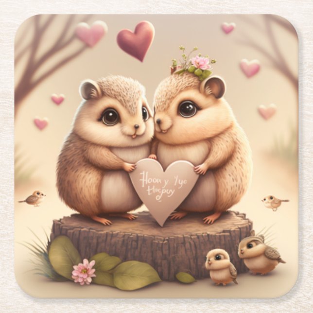 Niedlicher Cartoon Rechteckiger Pappuntersetzer (Vorderseite)