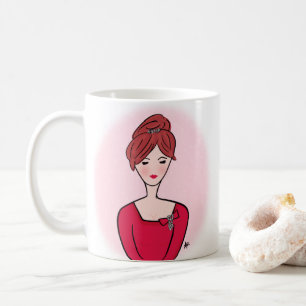 Niedlicher Cartoon Redhead Lady Portrait Kaffeetasse