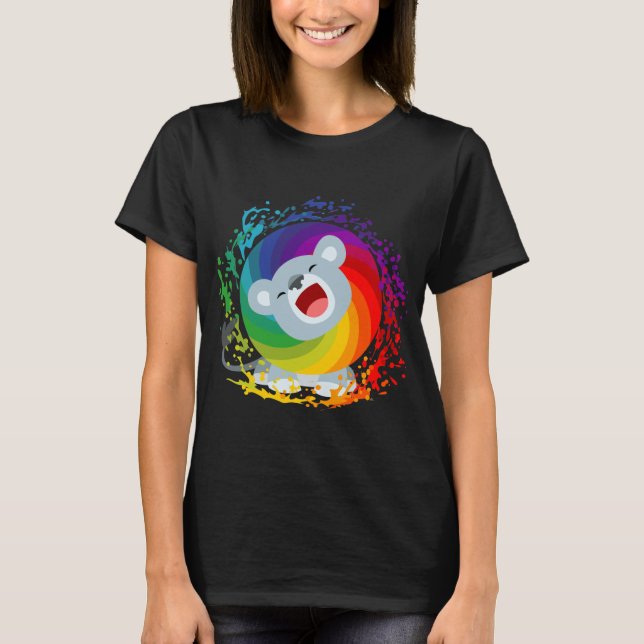 Niedlicher Cartoon Regenbogen Weiße Löwe T - Shirt (Vorderseite)