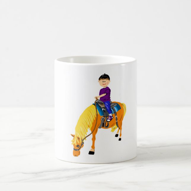 Niedlicher Cartoon Reitpferd Cartoon Tasse (Mittel)