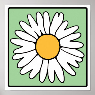 Niedlicher Cartoon Retro Daisy Spring Garden Blume Poster