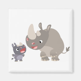Niedlicher Cartoon Rhino Baby & Big Rhino Magnet