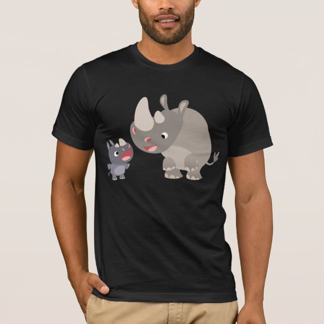Niedlicher Cartoon Rhino Baby und Big Rhino T - Sh T-Shirt (Vorderseite)