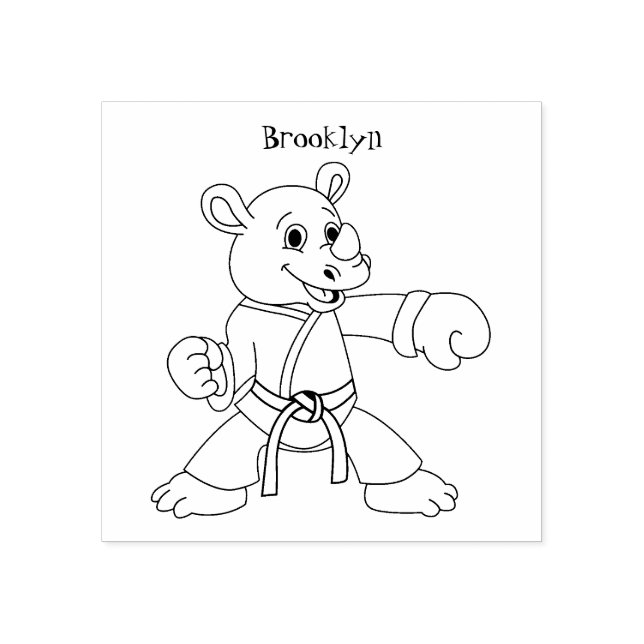 Niedlicher Cartoon Rhino kung fu Cartoon Gummistempel (Prägung)