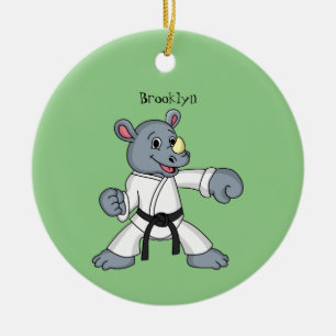Niedlicher Cartoon Rhino kung fu Cartoon Keramik Ornament