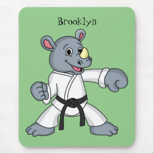 Niedlicher Cartoon Rhino kung fu Cartoon Mousepad