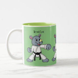 Niedlicher Cartoon Rhino kung fu Cartoon Zweifarbige Tasse