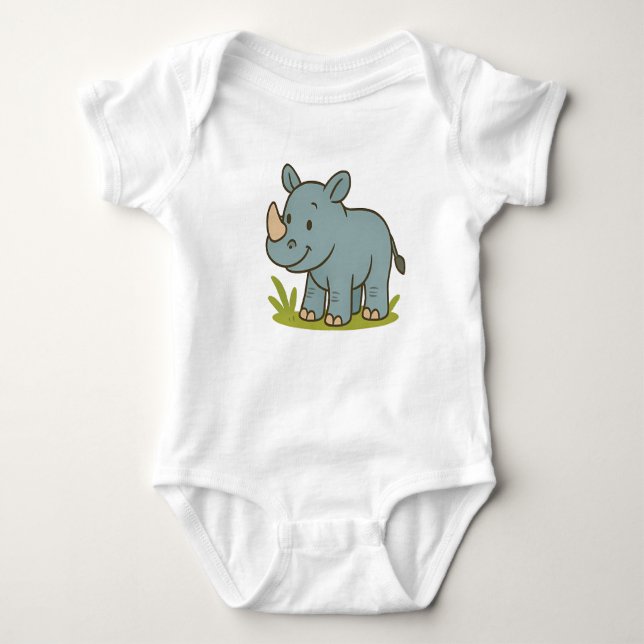 Niedlicher Cartoon Rhino T - Shirt für Kinder (Vorderseite)