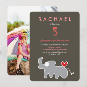 Niedlicher Cartoon Rhinoceros Foto Kindergeburtsta Einladung