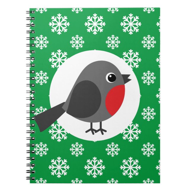 Niedlicher Cartoon Robin mit Schneeflocken Notizblock (Vorderseite)