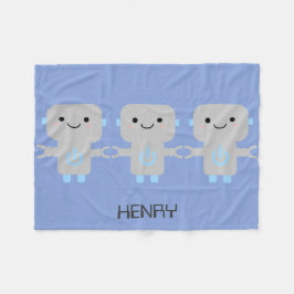 Niedlicher Cartoon Robot Blue Fleecedecke