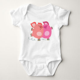 Niedlicher Cartoon Roller-Skaten Schweine Baby Bod Strampler