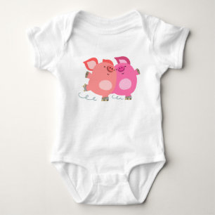 Niedlicher Cartoon Roller-Skaten Schweine Baby Bod Strampler