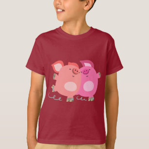 Niedlicher Cartoon Roller-Skaten-Schweine Kinder-T T-Shirt