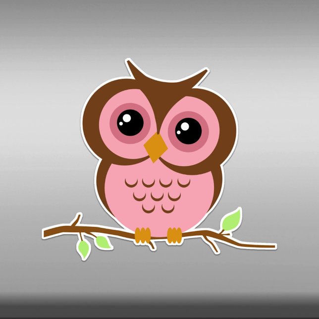 Niedlicher Cartoon Rosa Owl Vinyl Sticker (Von Creator hochgeladen)