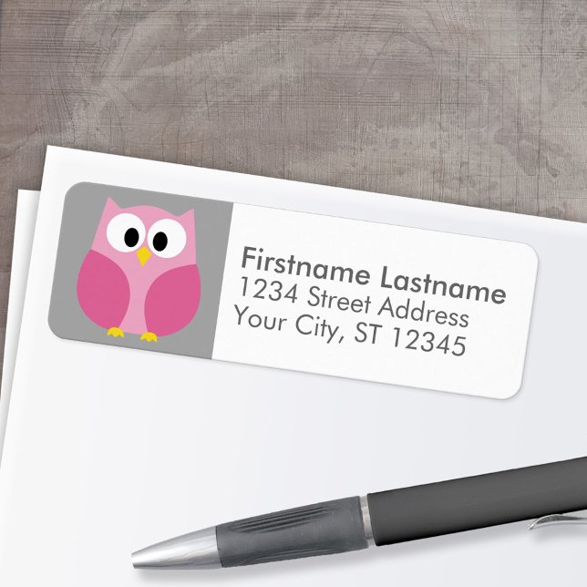 Niedlicher Cartoon - Rosa und Grau Individuelle Na (Custom Return Address Labels - Low Minimum)