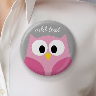 Niedlicher Cartoon - Rosa und Grau Individuelle Na Button