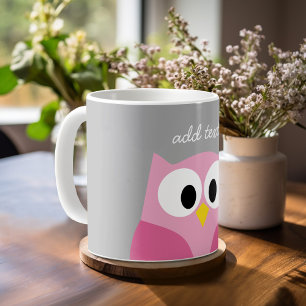 Niedlicher Cartoon - Rosa und Grau Individuelle Na Kaffeetasse