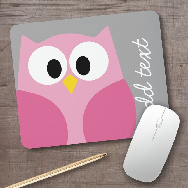 Niedlicher Cartoon - Rosa und Grau Individuelle Na Mousepad (Personalized mousepad - add your custom text)