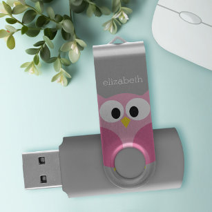Niedlicher Cartoon - Rosa und Grau Individuelle Na USB Stick
