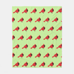 Niedlicher Cartoon Roter Kardinal mit Blume Fleecedecke