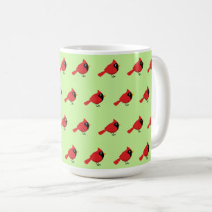 Niedlicher Cartoon Roter Kardinal mit Blume Kaffeetasse