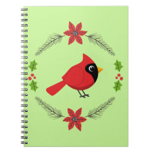 Niedlicher Cartoon Roter Kardinal mit Blume Notizblock