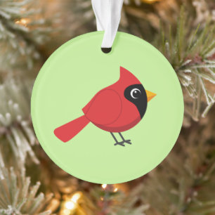 Niedlicher Cartoon Roter Kardinal mit Blume Ornament