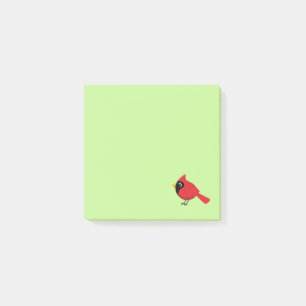 Niedlicher Cartoon Roter Kardinal mit Blume Post-it Klebezettel
