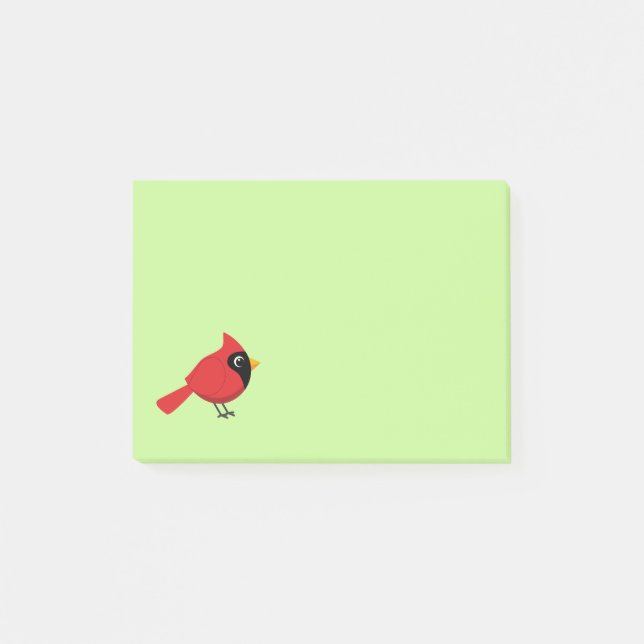Niedlicher Cartoon Roter Kardinal mit Blume Post-it Klebezettel (Vorderseite)