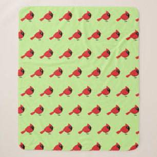 Niedlicher Cartoon Roter Kardinal mit Blume Sherpadecke