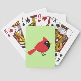Niedlicher Cartoon Roter Kardinal mit Blume Spielkarten