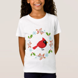 Niedlicher Cartoon Roter Kardinal mit Blume T-Shirt
