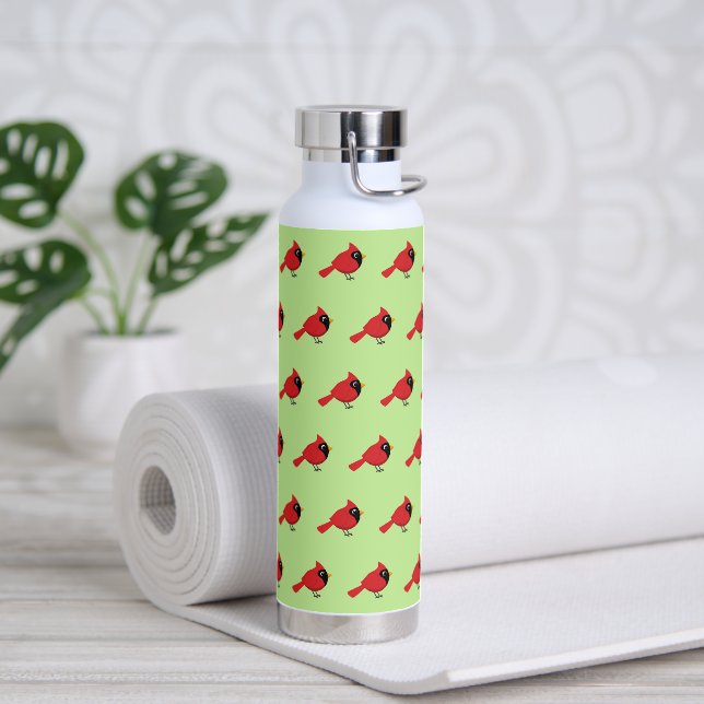 Niedlicher Cartoon Roter Kardinal mit Blume Trinkflasche (Yoga)