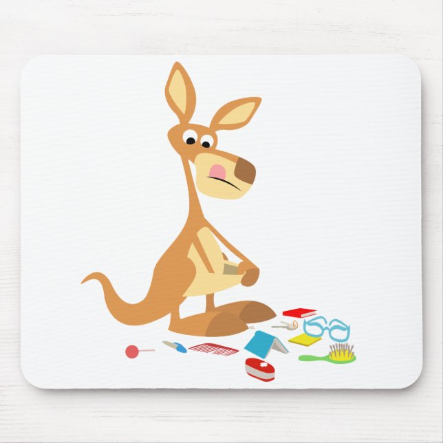 Niedlicher Cartoon Rummaging Kangaroo Mousepad (Vorne)