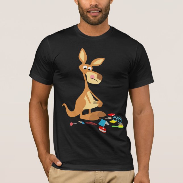 Niedlicher Cartoon Rummaging Kangaroo T - Shirt (Vorderseite)