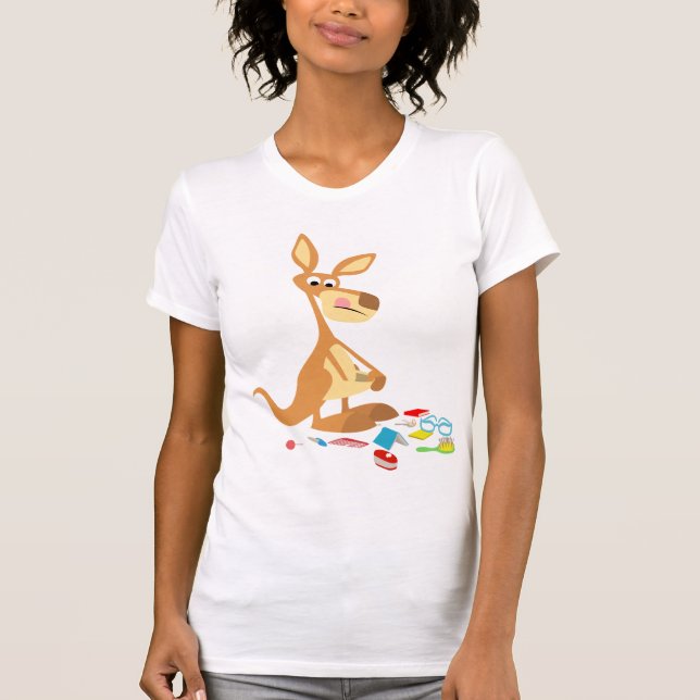 Niedlicher Cartoon Rummaging Kangaroo T - Shirt (Vorderseite)