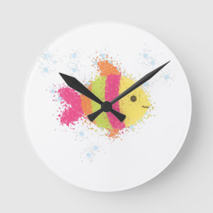 Niedlicher Cartoon Runde Wanduhr