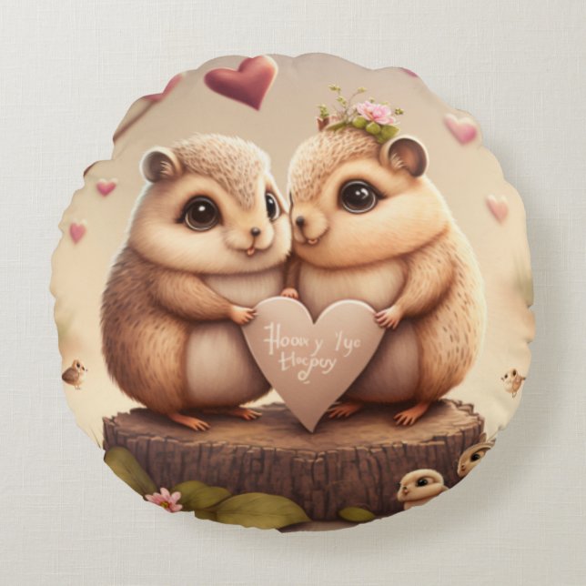 Niedlicher Cartoon Rundes Kissen (Vorderseite)