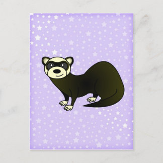 Niedlicher Cartoon Sable Ferret Lila Star Postkarte