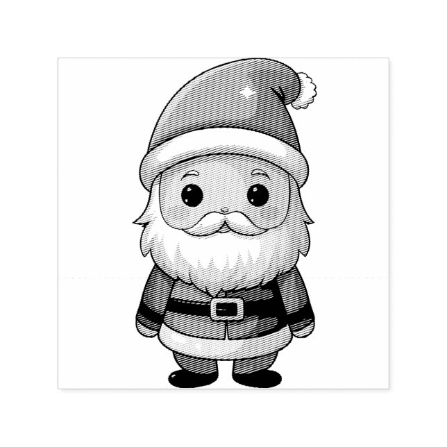 Niedlicher Cartoon Santa Claus Illustration Permastempel (Design)