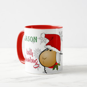Niedlicher Cartoon Santa Sheep Bah Humbug Weihnach Tasse