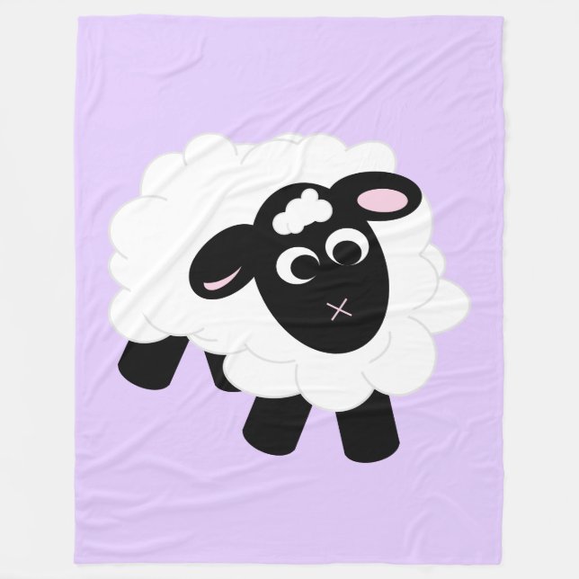 Niedlicher Cartoon Schafe Lila Fleece Blanket (Vorderseite)