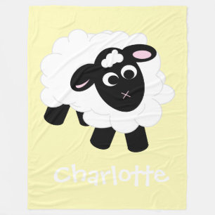 Niedlicher Cartoon Schafgelb Name Fleece Blankon